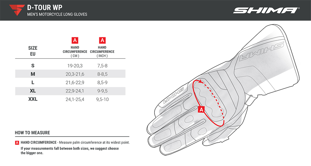 Мотоперчатки кожаные SHIMA D-TOUR WP (с мембраной) черный