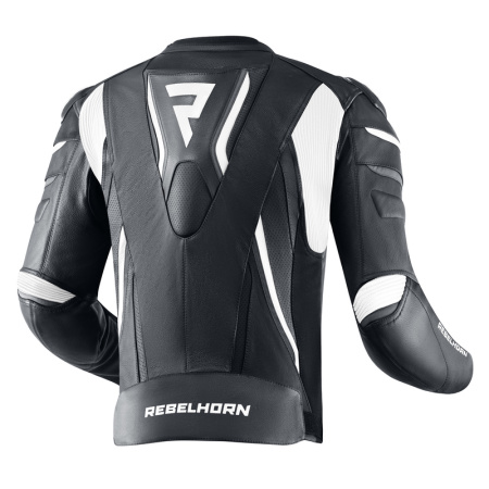 Мотокуртка кожаная Rebelhorn Fighter черный белый - магазин Motostyles