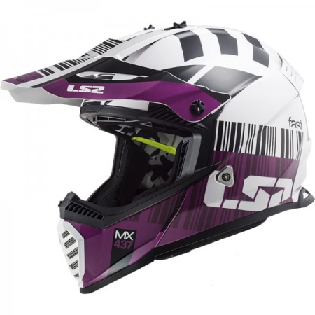 Мотошлем LS2 MX437 Fast Evo Xcode белый фиолетовый - магазин Motostyles