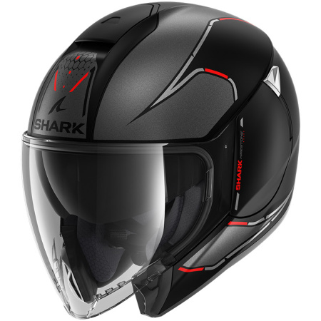 Мотошлем Shark Citycruiser Krestone черный/красный/матовый/серый - магазин Motostyles
