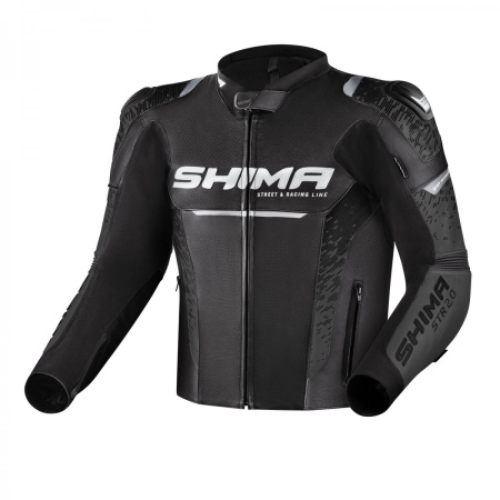 Мотокуртка кожаная SHIMA STR 2.0 черный - магазин Motostyles