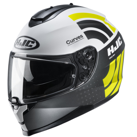 Мотошлем HJC C70 Curves серый/белый/желтый - магазин Motostyles