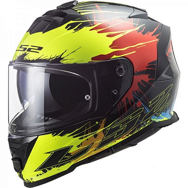 Мотошлем LS2 FF800 Storm Drop матовый черный/желтый/красный - магазин Motostyles
