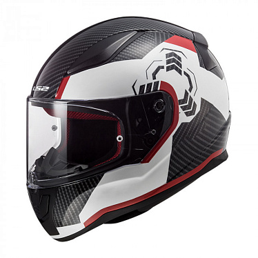 Мотошлем LS2 FF353 Rapid Ghost белый/черный/красный - магазин Motostyles