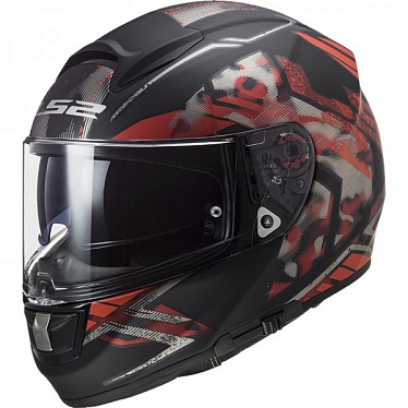 Мотошлем LS2 FF397 Vector FT2 Stencil черный красный - магазин Motostyles
