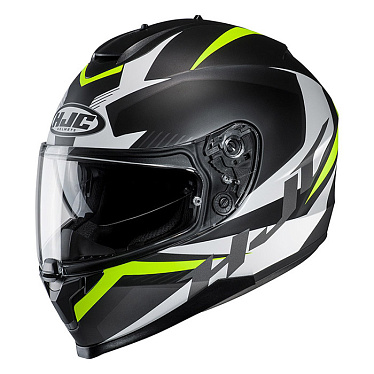 Мотошлем HJC C70 Troky черный/флуо/зеленый - магазин Motostyles