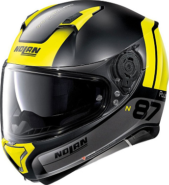 Мотошлем Nolan N87 Plus N-Com25 флуо/матовый/серый/желтый - магазин Motostyles