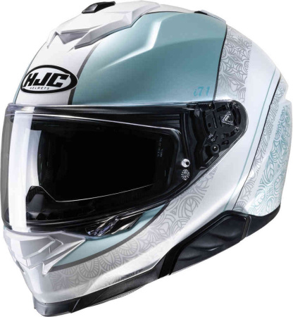 Мотошлем HJC I71 SERA MC2 белый берюзовый - магазин Motostyles