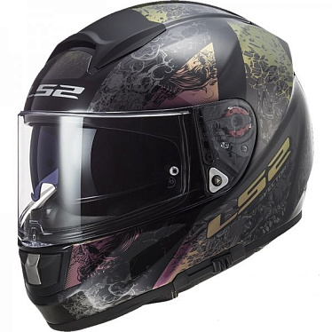 Мотошлем LS2 FF397 Vector FT2 Swipe черный/серый/золотой - магазин Motostyles