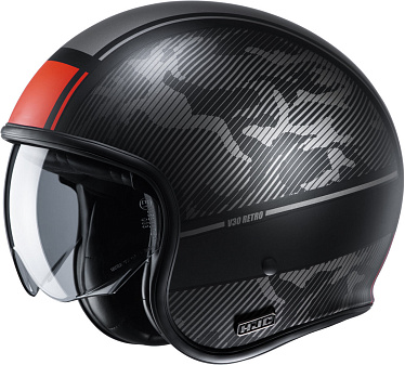 Мотошлем HJC V30 Alpi черный красный																										 - магазин Motostyles