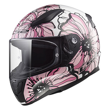 Мотошлем LS2 FF353 Rapid Poppies белый розовый - магазин Motostyles