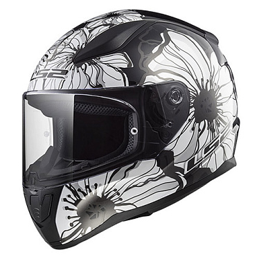 Мотошлем LS2 FF353 Rapid Poppies черный белый - магазин Motostyles