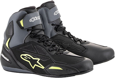 Мотоботы Alpinestars Faster 3 DRYSTAR черный/флуо/серый/желтый - магазин Motostyles