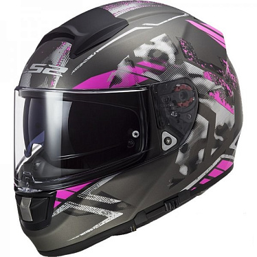 Мотошлем LS2 FF397 Vector FT2 Stencil титановый пурпурный - магазин Motostyles