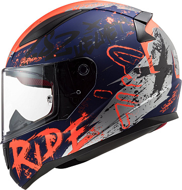 Мотошлем LS2 FF353 Rapid Naughty матовый/синий/оранжевый - магазин Motostyles