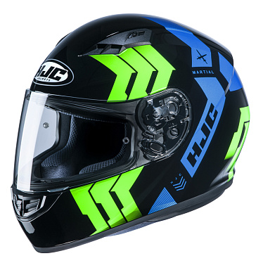 Мотошлем HJC CS-15 Martial черный/зеленый/синий - магазин Motostyles