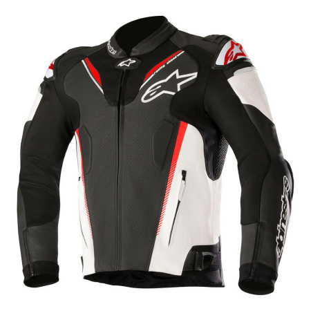 Мотокуртка кожаная Alpinestars Atem V3 белый/черный/красный/флуо